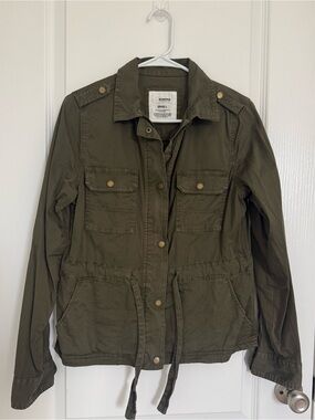 Sonoma Olive Utility Jacket with Drawstring Waist